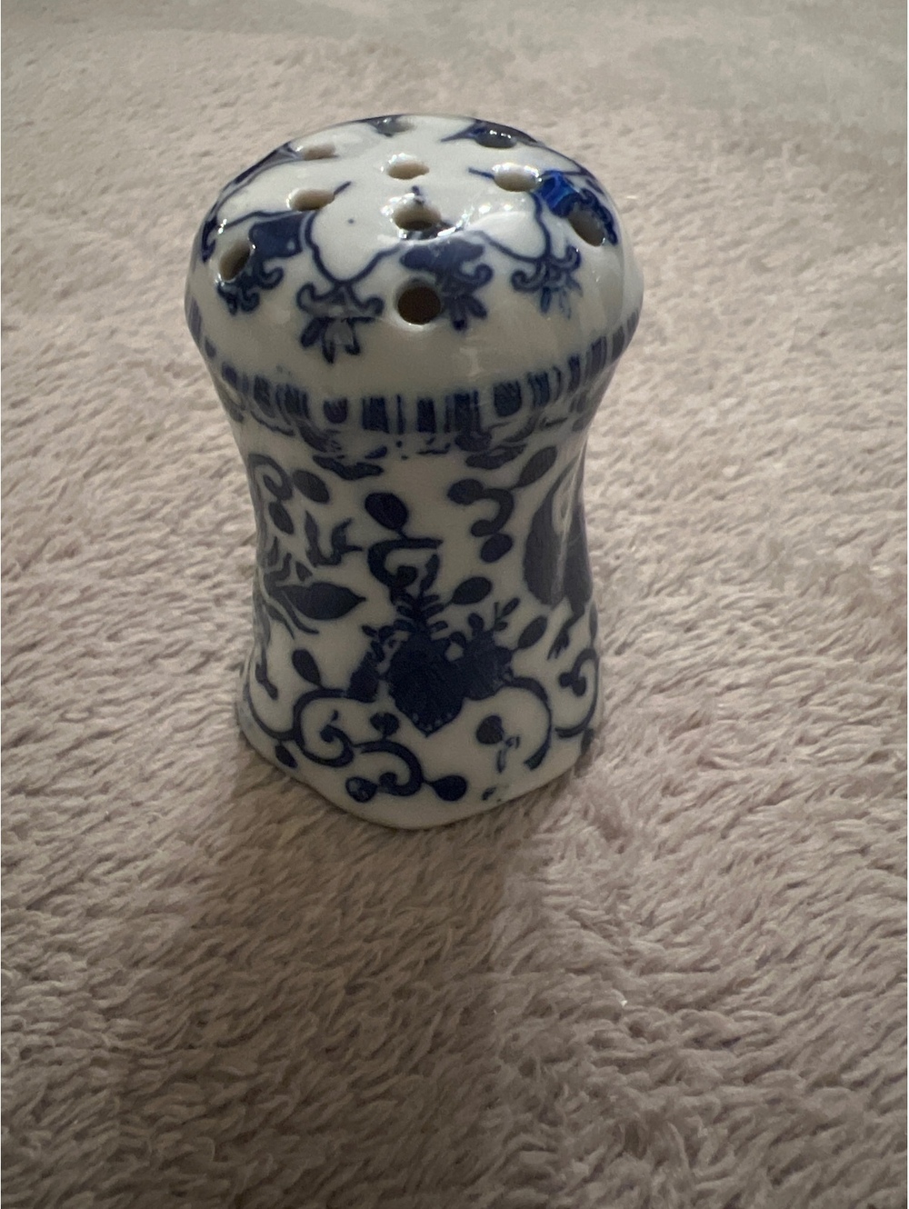 Vintage Blue and White Porcelain Salt Shaker Made in Japan